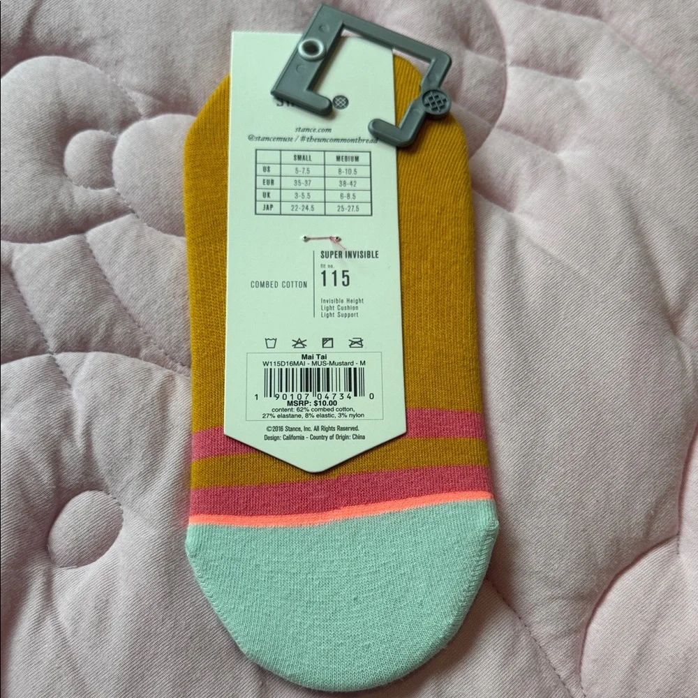 Stance Aloha No-Show Socks in Mustard, Mint & Pink - Picture 2 of 2